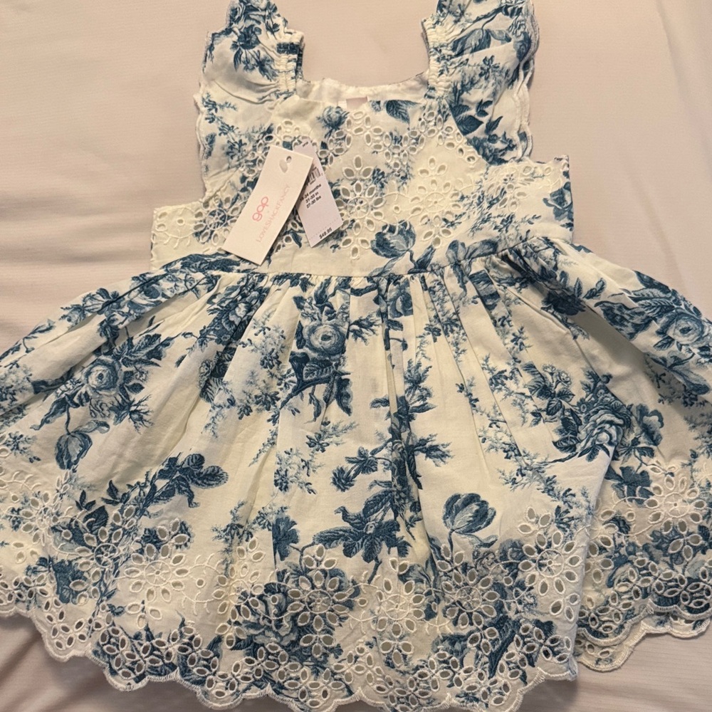 LoveShackFancy White Dress with Blue Floral Eyelet Easter 🐣